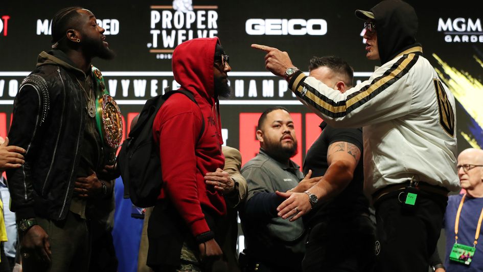 Deontay Wilder and Tyson Fury clash at Las Vegas news conference