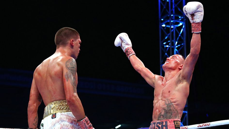 Josh Warrington (right) celebrates his victory over Lee Selby at Elland Road