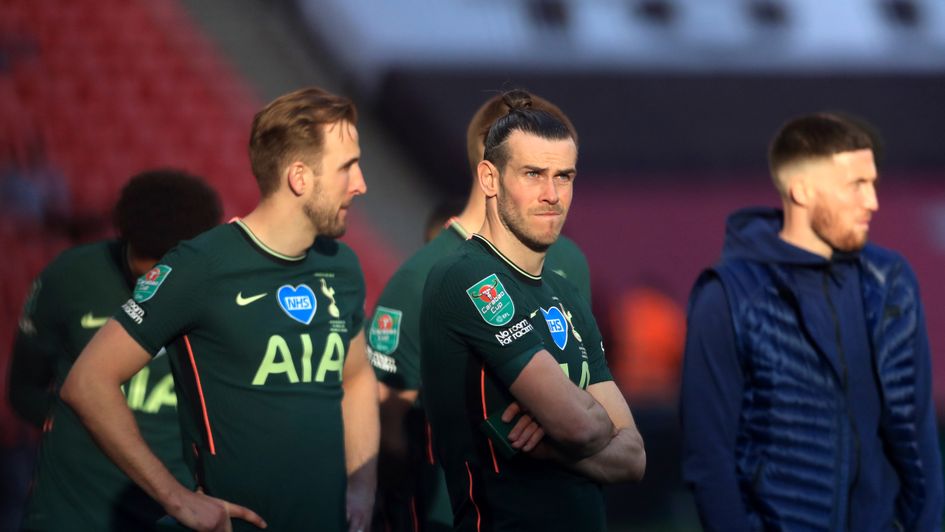 Harry Kane and Gareth Bale look on as Man City lift the Carabao Cup
