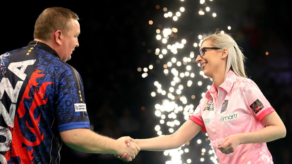 Glen Durrant and Fallon Sherrock (Picture: Lawrence Lustig/PDC)