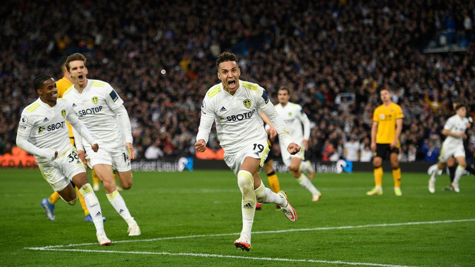 Rodrigo celebrates his goal against Wolves