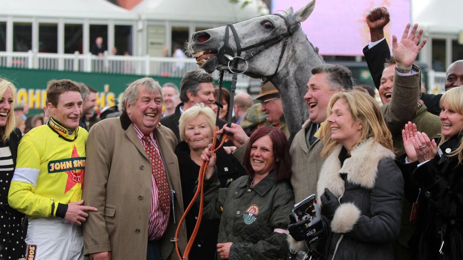 Connections' pose with Neptune Collonges after his Grand National win