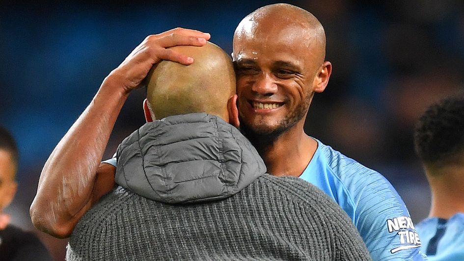 Vincent Kompany all smiles after the match