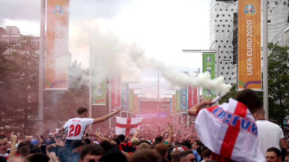England fans congregate outside Wembley