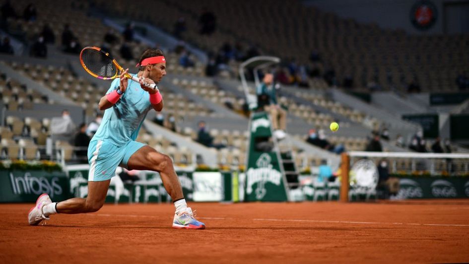 Rafael Nadal in action at Roland Garros