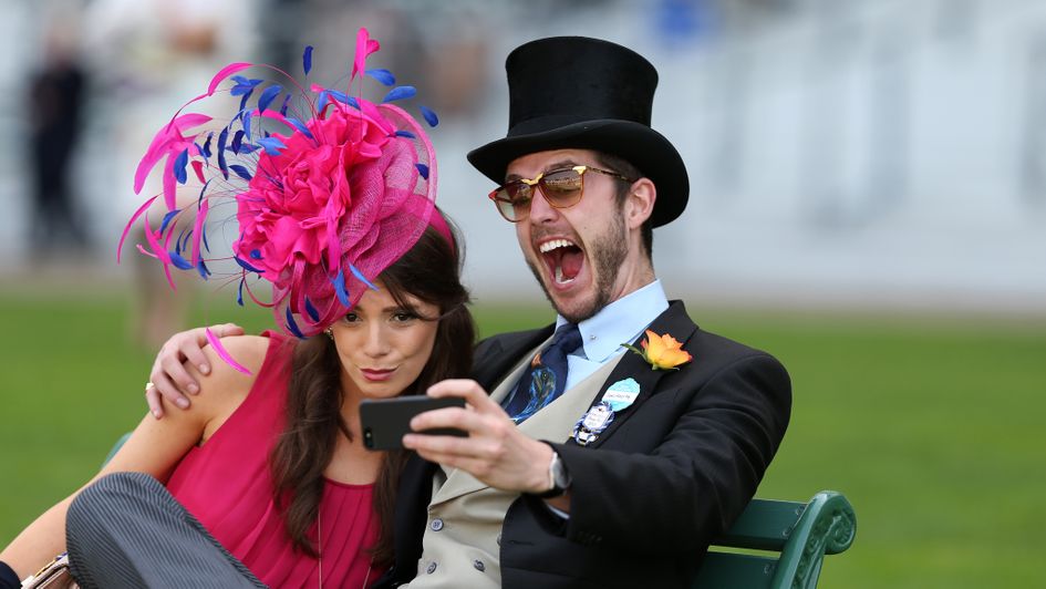 Racegoers take a selfie at Royal Ascot