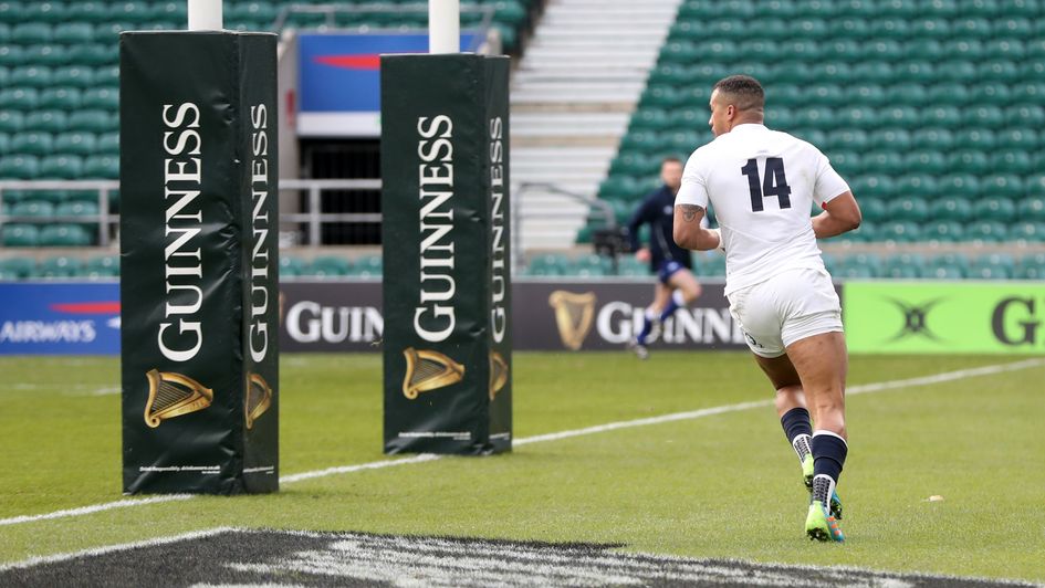 Anthony Watson scores his first try in England's victory over Italy