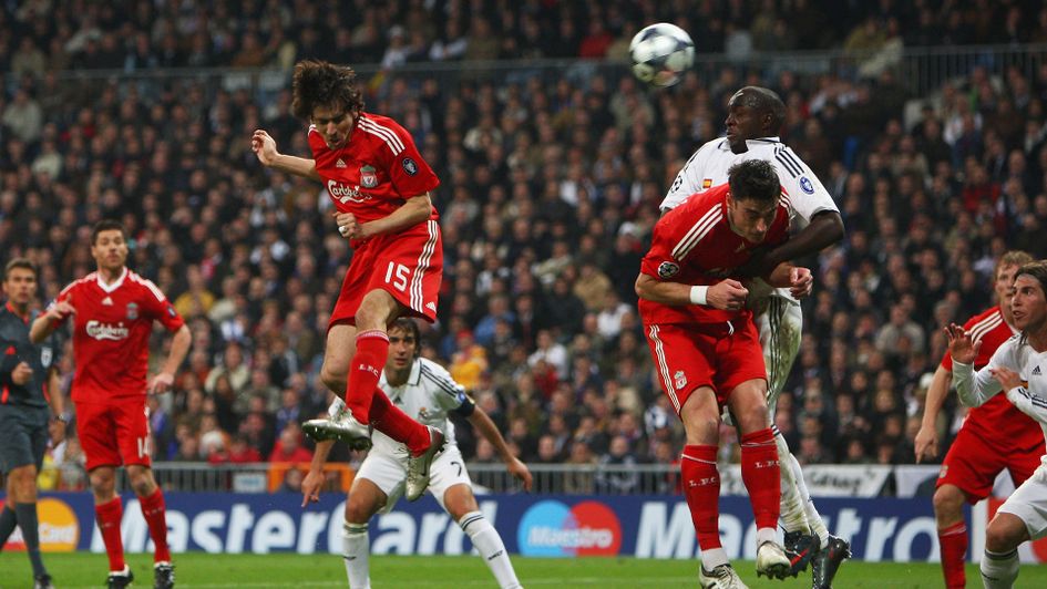Yossi Benayoun scores for Liverpool against Real Madrid