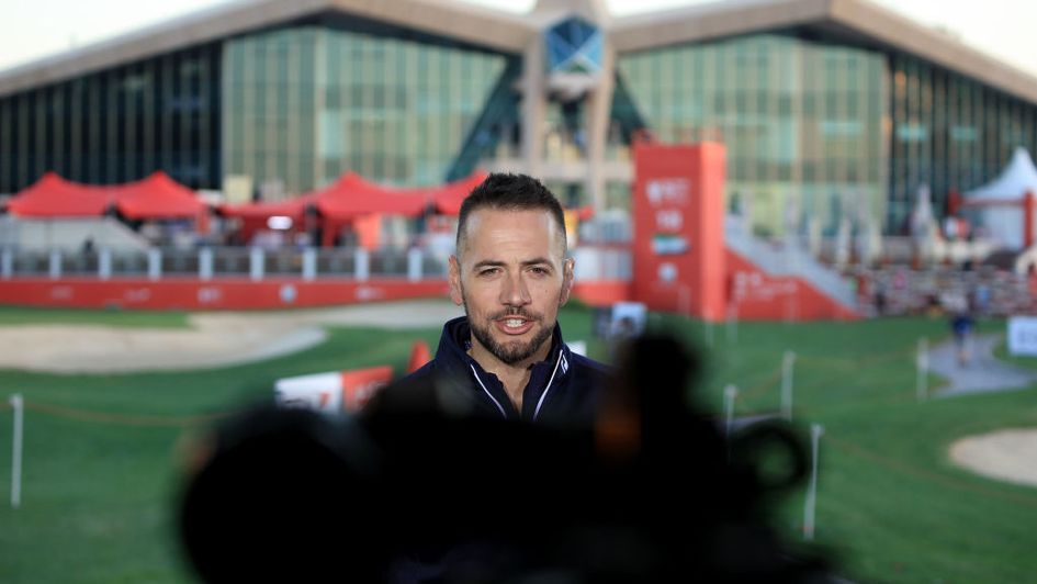 Nick Dougherty in front of the camera in Abu Dhabi