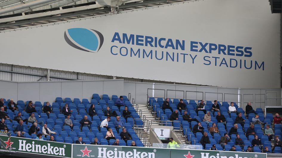 Socially distanced supporters at the Amex Stadium