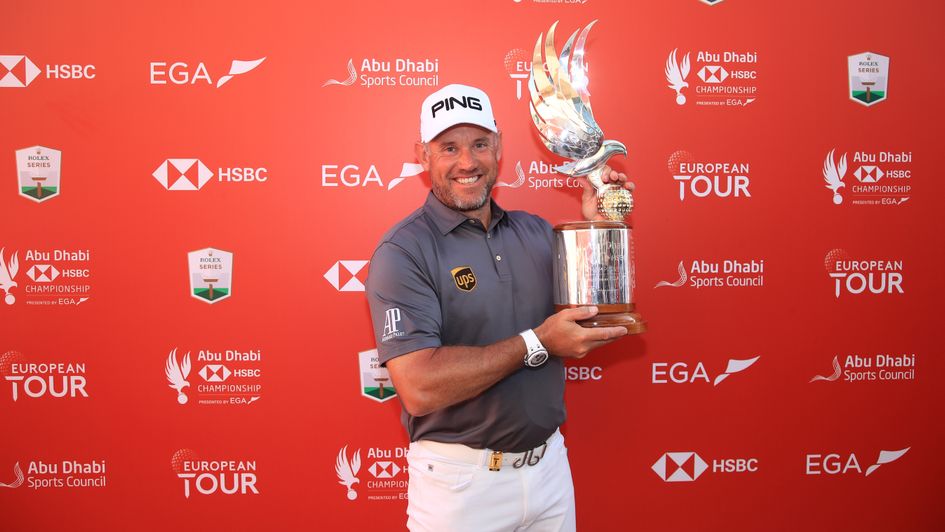 Lee Westwood: Pictured with his 25th European Tour trophy after winning in Abu Dhabi
