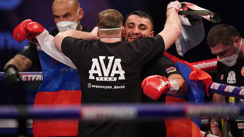 Avanesyan celebrates his win over Kelly (Credit: Mark Robinson/Dave Thompson/Matchroom Boxing)