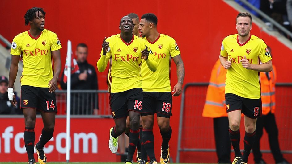 Abdoulaye Doucoure of Watford celebrates
