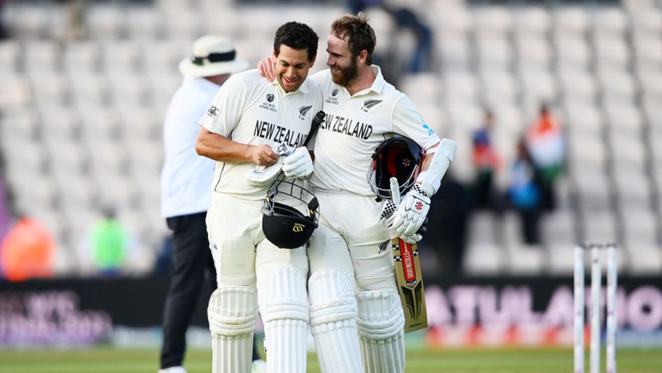 Ross Taylor and Kane Williamson celebrate victory