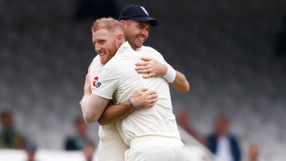 Ben Stokes and James Anderson celebrate
