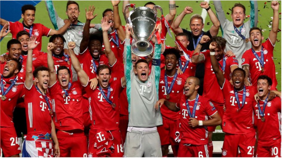 Bayern Munich lift the Champions League trophy after beating PSG 1-0 in the final