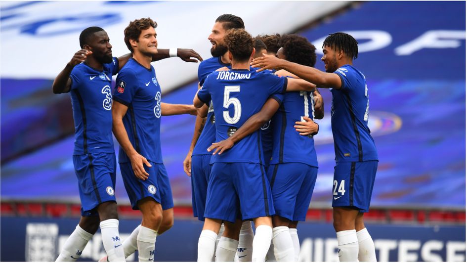 Chelsea celebrate beating Man Utd in the FA Cup semi-final
