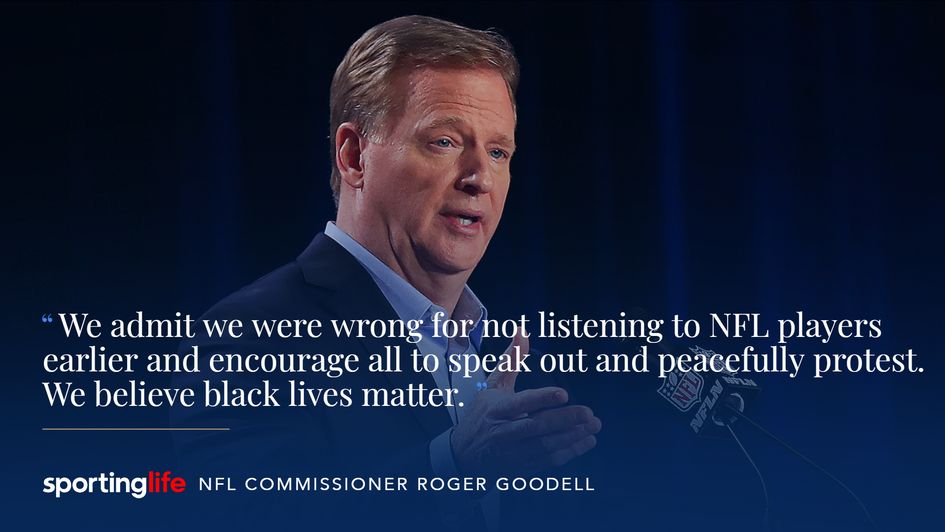 NFL Commissioner Roger Goodell admits they were wrong not listening to players of racial injustice