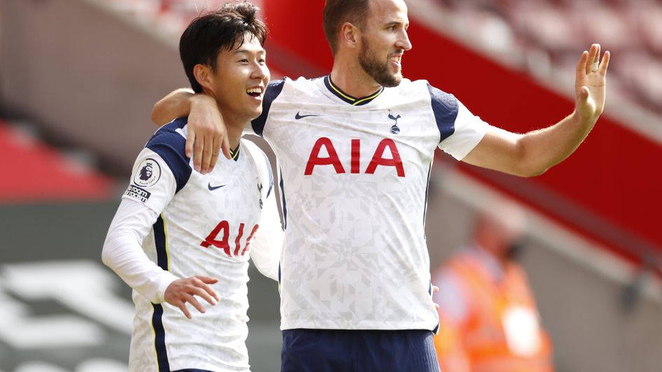 Heung-min Son and Harry Kane celebrate for Spurs at Southampton