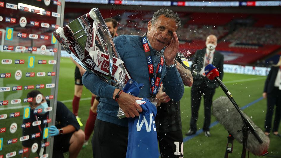 Keith Curle celebrates his first promotion as a manager