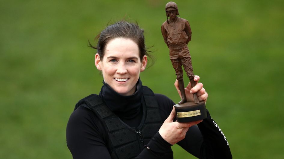 Rachel Blackmore poses with the Ruby Walsh Trophy during day four of the Cheltenham Festival