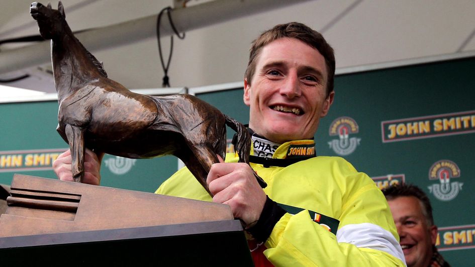 Daryl Jacob with his trophy for winning the Grand National