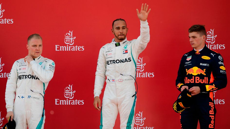 The top three drivers on the podium after the Spanish Grand Prix