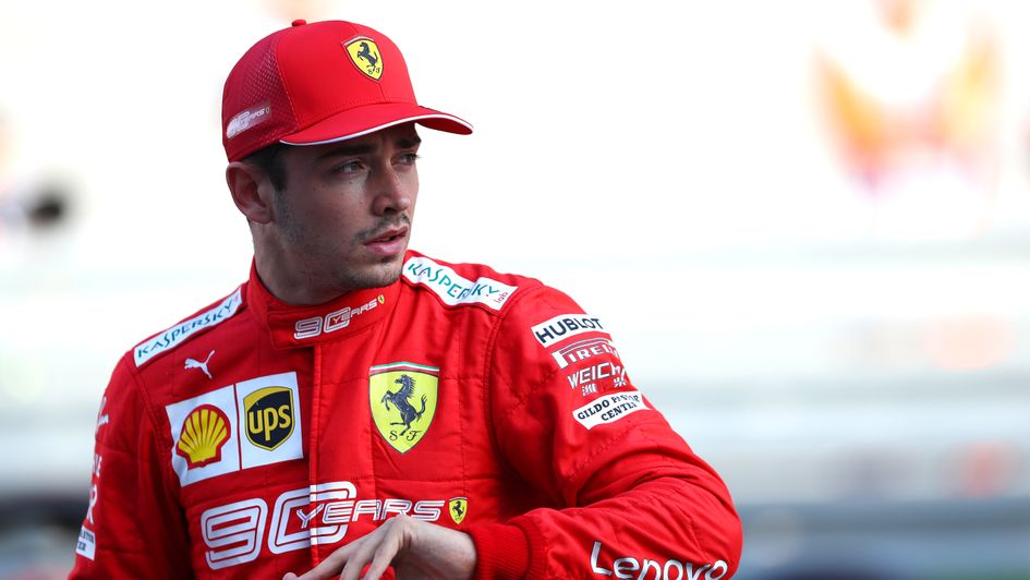 Charles Leclerc: Pictured after finishing top of qualifying in Russia