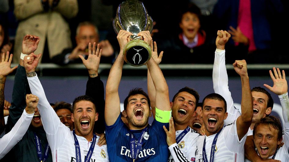 Real Madrid lift the UEFA Super Cup in 2014