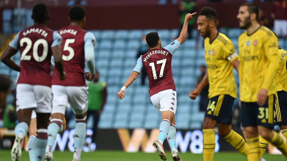 Trezeguet: Aston Villa midfielder celebrates his goal against Arsenal