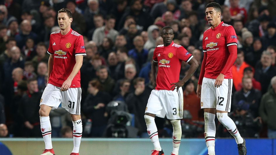 Nemanja Matic, Eric Bailly and Chris Smalling look downbeat after conceding