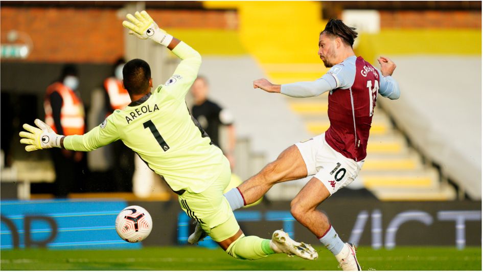 Jack Grealish scores for Aston Villa against Fulham in the Premier League