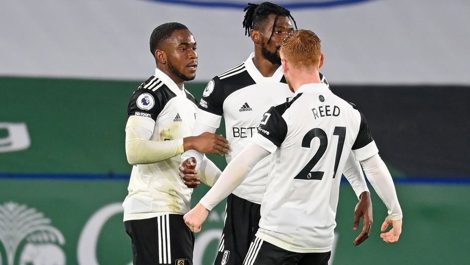 Fulham celebrate Ademola Lookman's goal against Leicester