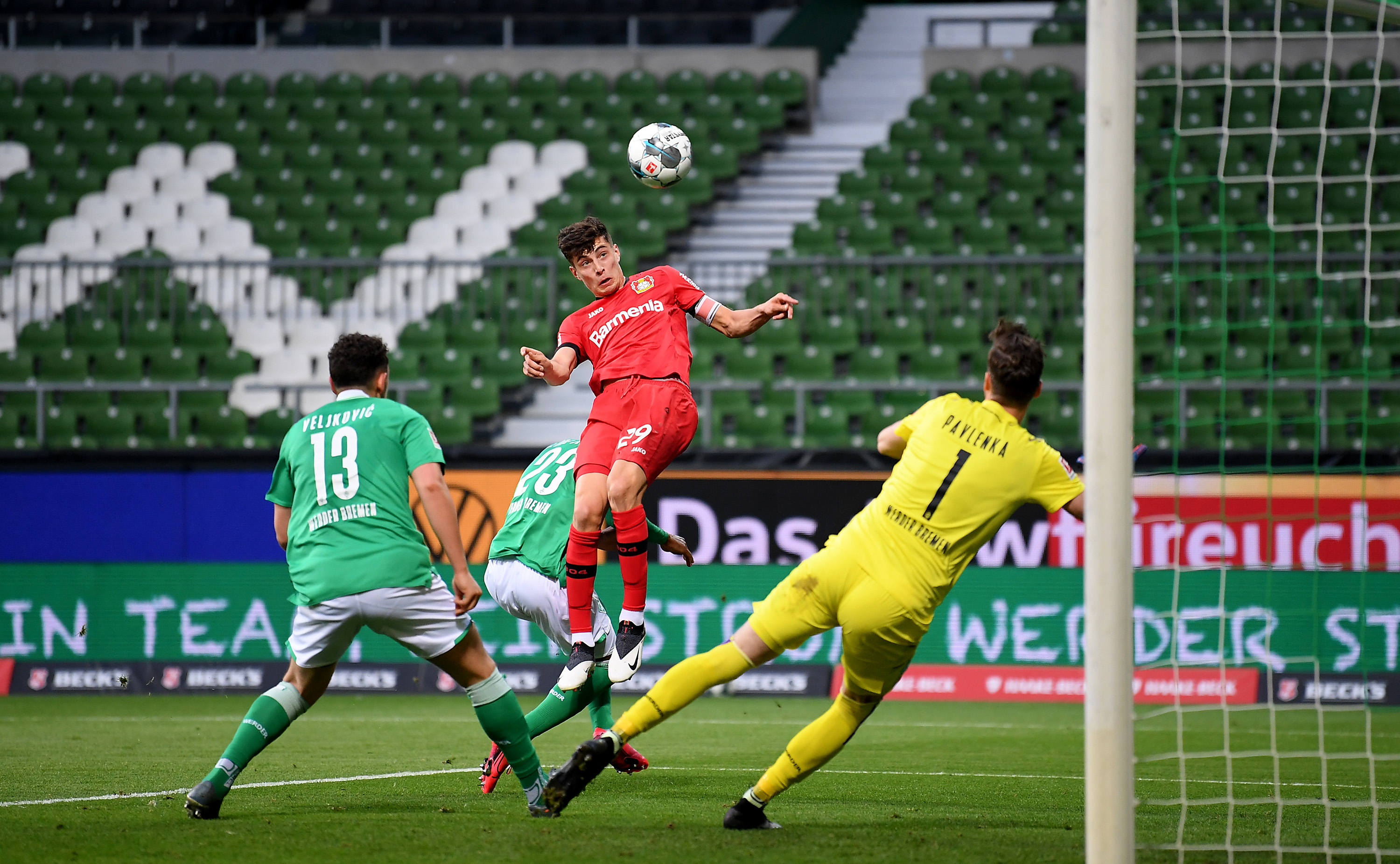 Kai Havertz scores for Bayer Leverkusen against SV Werder Bremen